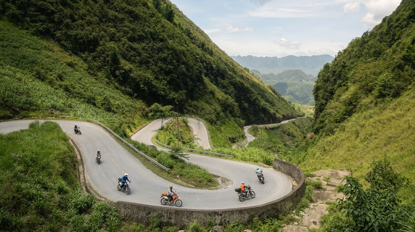 ha giang loop karst plateau limestone peaks terraced valley — vietnam unlock