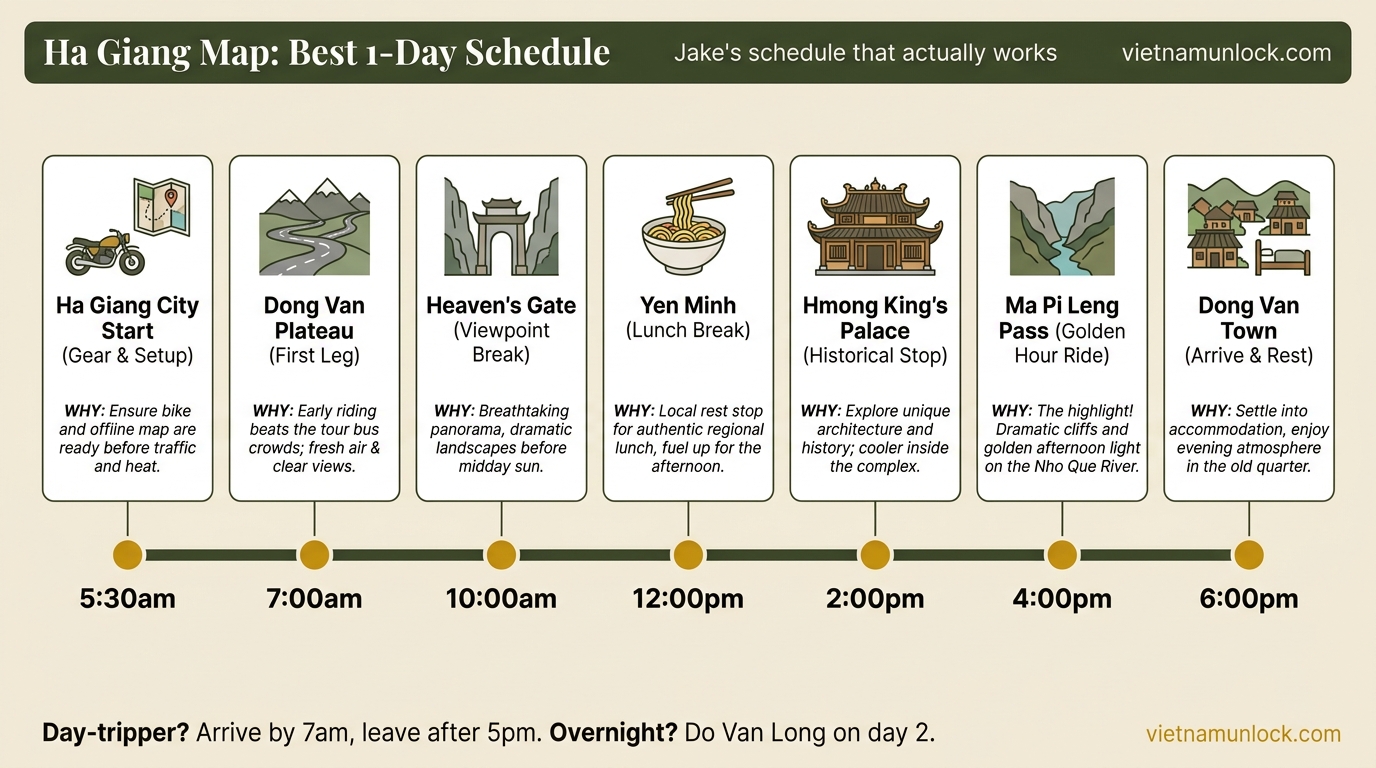 ha giang map 1 day itinerary schedule — vietnam unlock