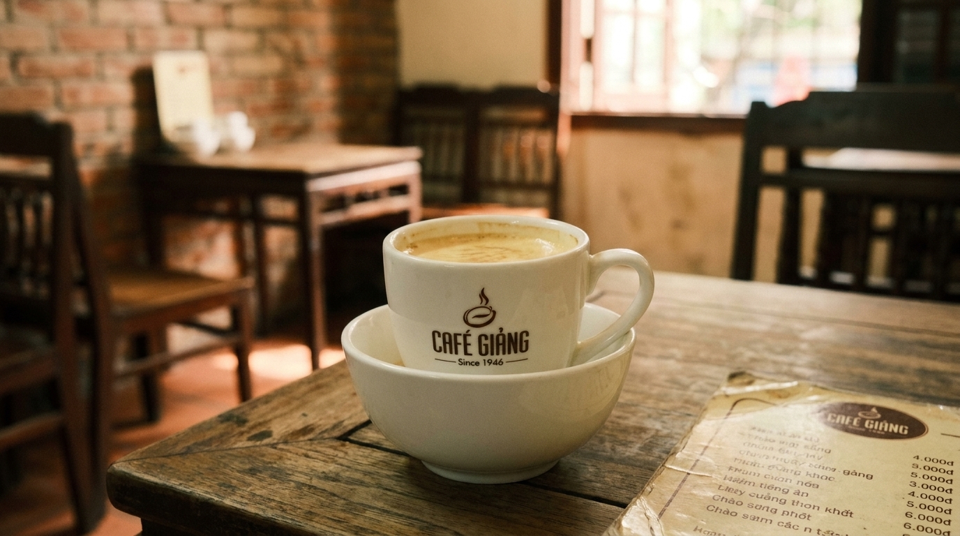 ca phe trung egg coffee Giang Cafe Hanoi ceramic cup custard foam Since 1946