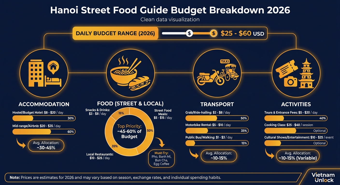hanoi street food guide budget breakdown 2026 — vietnam unlock