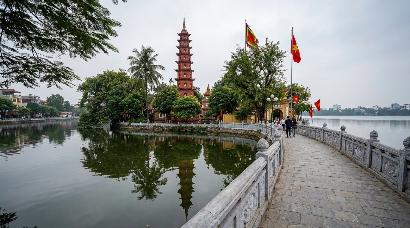 Hanoi West Lake Tay Ho dawn — Vietnam Unlock