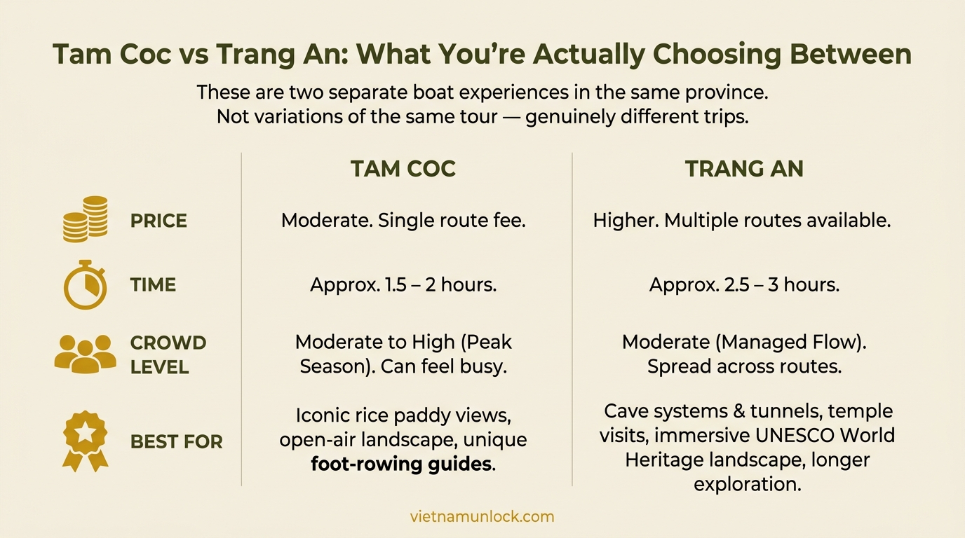 tam coc vs trang an: what you're actually choosing between ninh binh — vietnam unlock