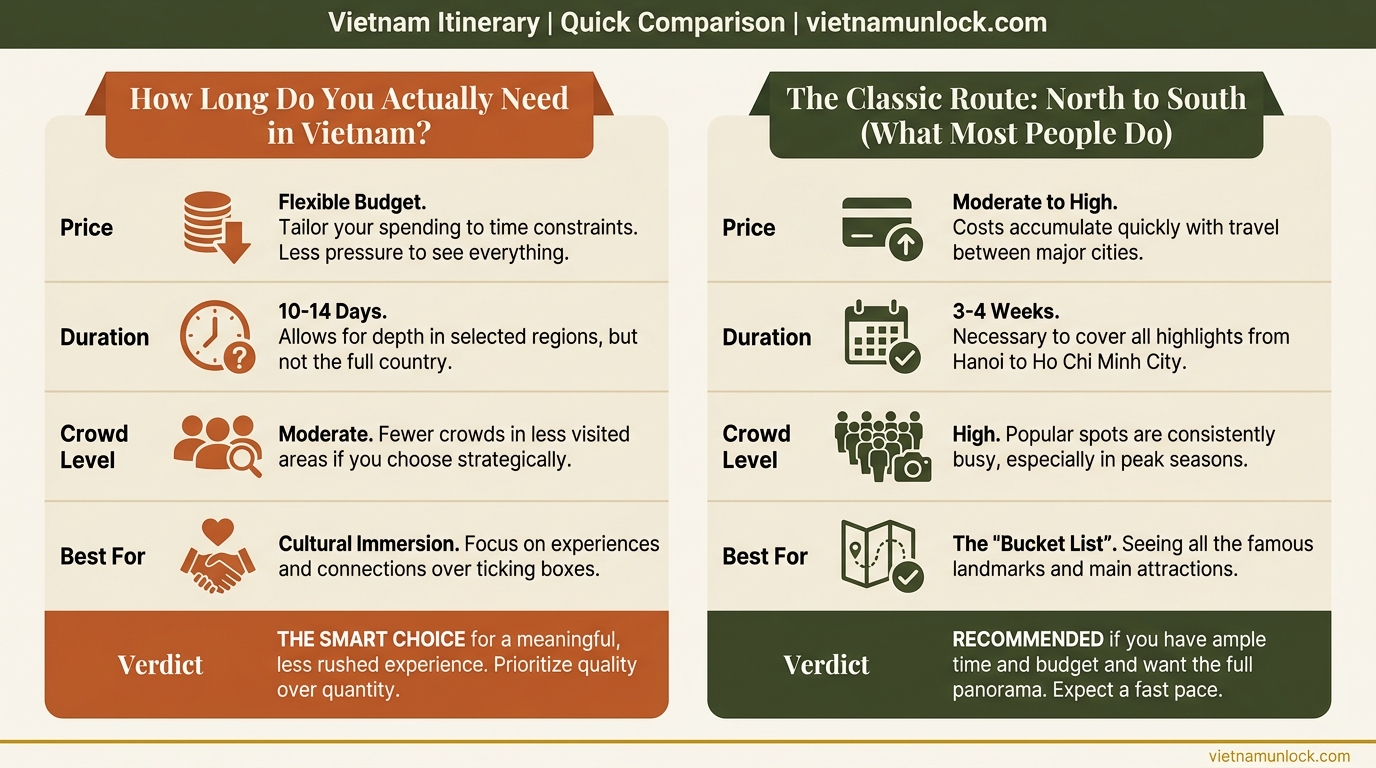 vietnam itinerary comparison — vietnam unlock
