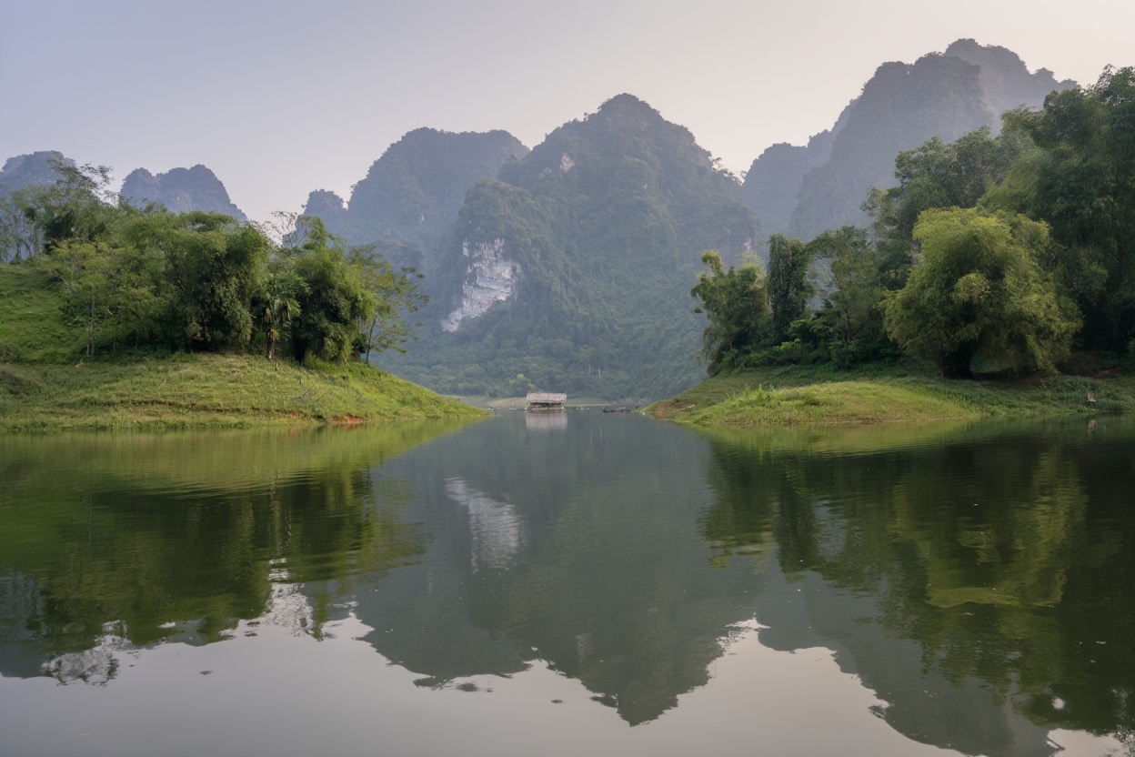 Ba Be Lake in Bắc Kạn province — Vietnam's largest natural freshwater lake, directly on the Hanoi–Cao Bang route