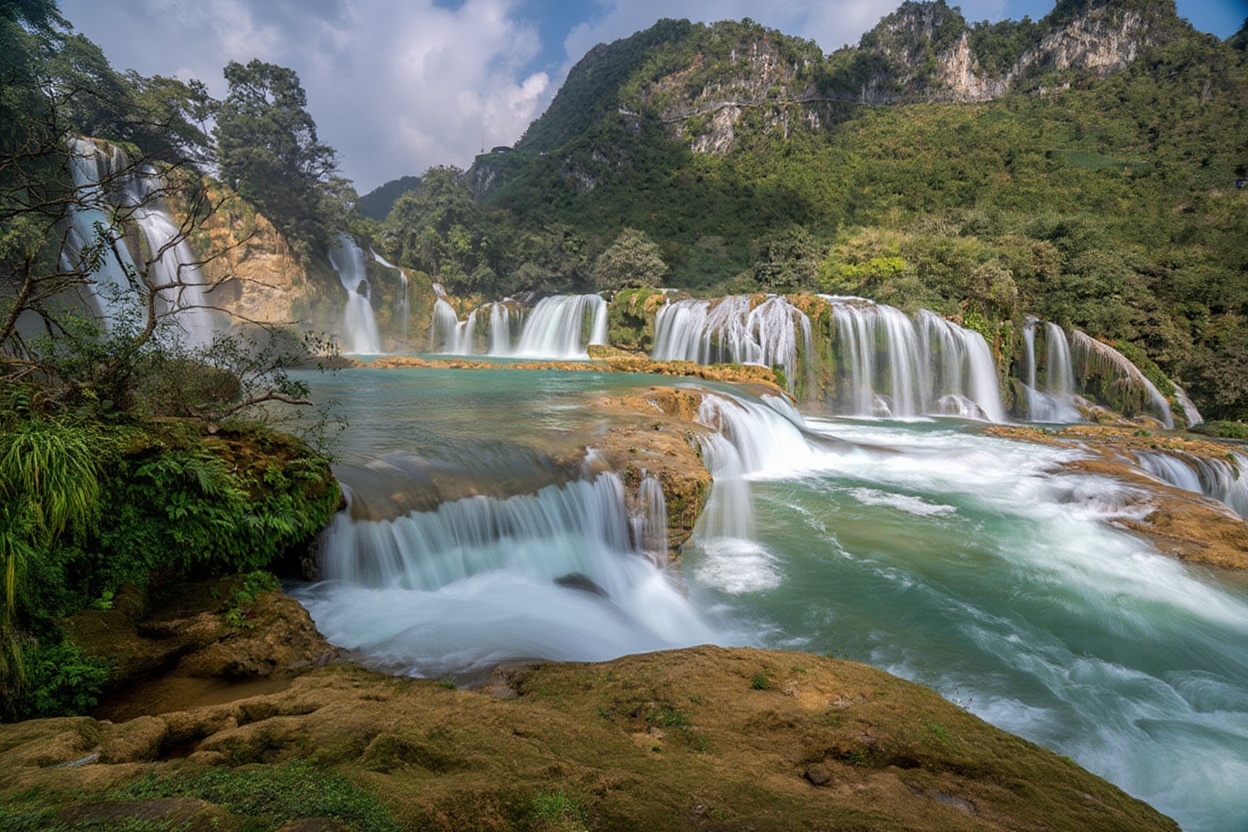 Ban Gioc — three tiers, shared with China, and worth every hour of the drive