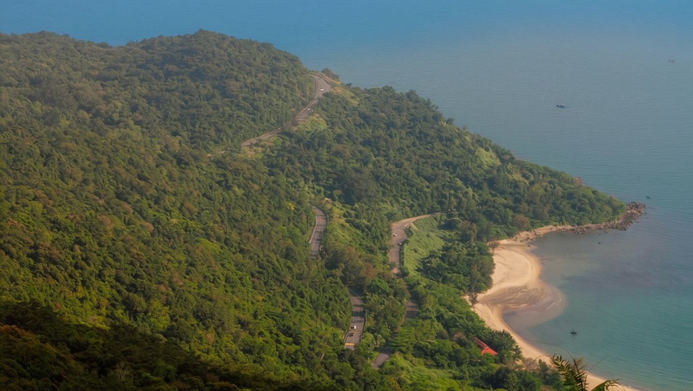 The coastal road between Da Nang and Hoi An follows the South China Sea the entire way