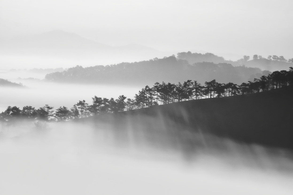 Dalat in December — clear mornings, the pine forest fog burns off by 9am