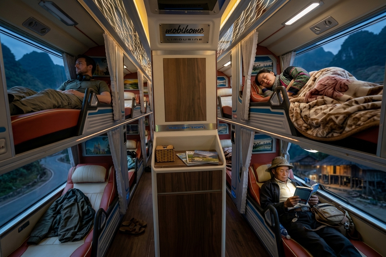 option 1: overnight sleeper bus — the standard choice — ha giang, vietnam unlock