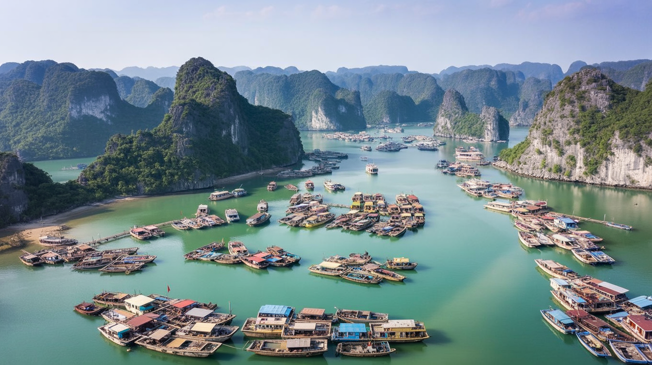 Lan Ha Bay on a weekday — the same geology, the different density