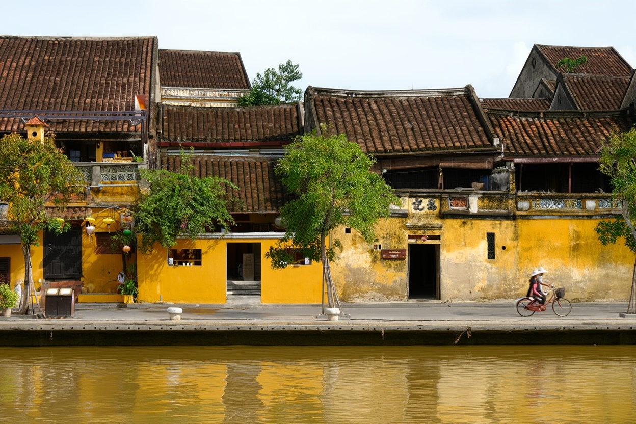 The Thu Bon riverfront — best experienced before 9am with a cà phê sữa đá