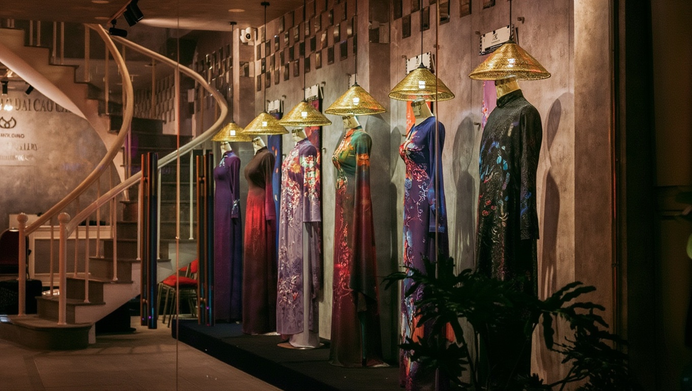 An ao dai fitting at a Hoi An tailor — the traditional dress is the one item where Hoi An's tailors genuinely excel