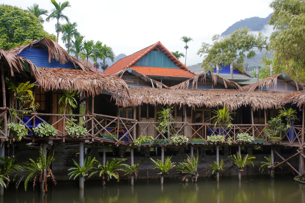 Inside a Ban Lac homestay — floor mats, woven blankets, the smell of woodsmoke