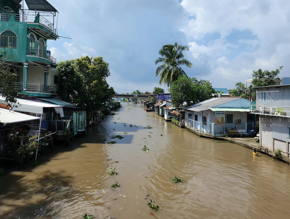 A floating village in the western Mekong Delta — still primarily a working community