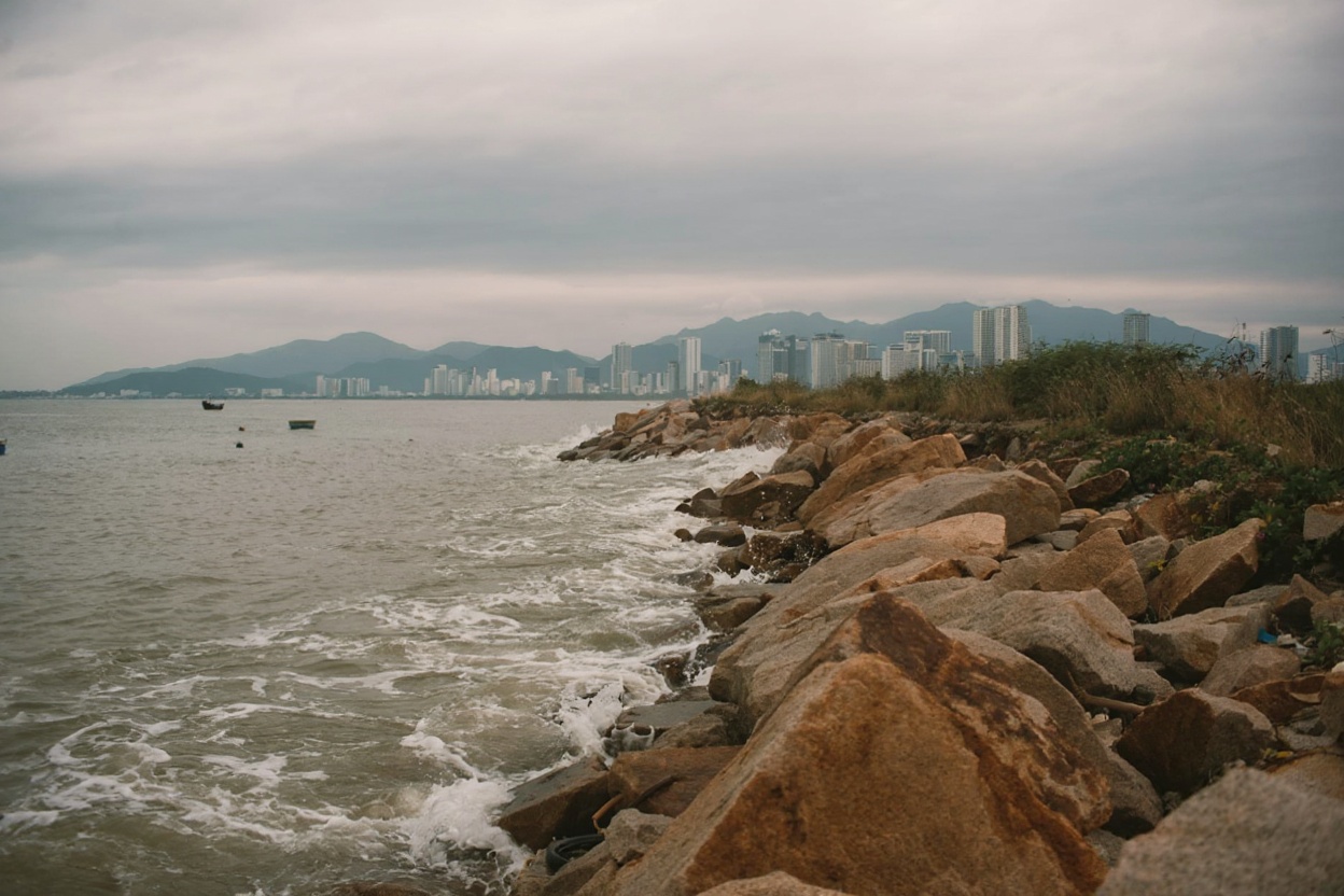 Arriving in Nha Trang — the beach is minutes from the bus terminal by Grab