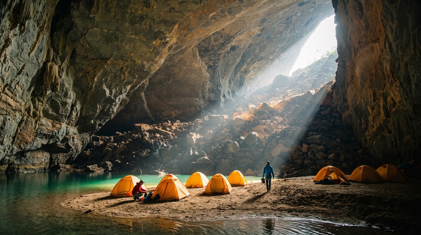 hang en cave — overnight in the third largest cave phong nha — vietnam unlock