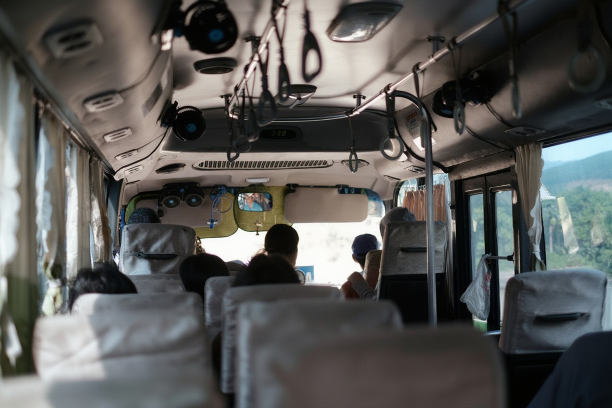 The open tour interior — adequate, reliable, nothing more