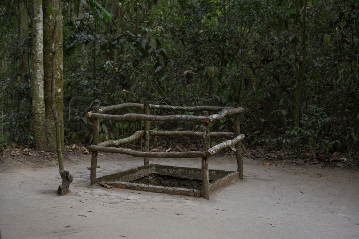 The original tunnel entrances at Cu Chi are barely wide enough to fit one person
