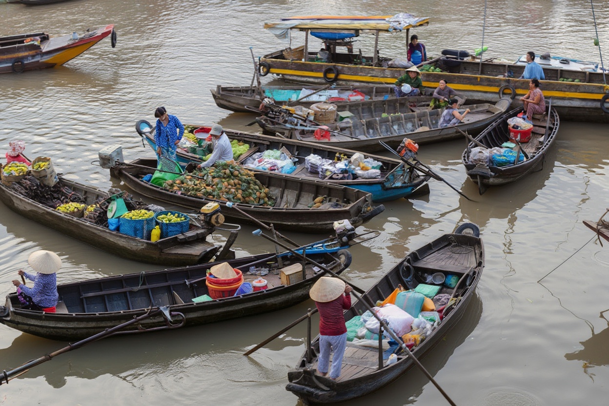 Mekong Delta floating market at dawn — arrive before 8am or miss the action
