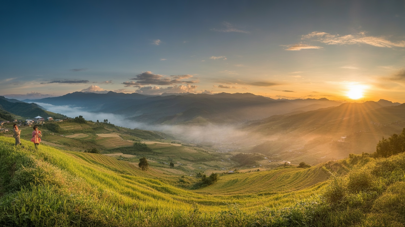 Muong Hoa Valley in full October harvest — every level a different shade of gold