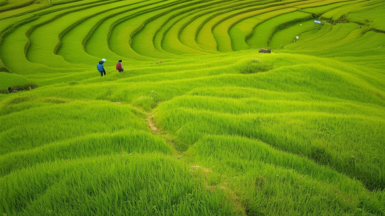 The Muong Hoa Valley path — 7km of terraced hillside before the village