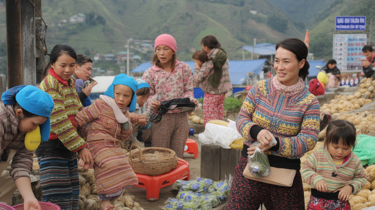 Black H'mong women in Muong Hoa Valley — the most visible community in Sapa