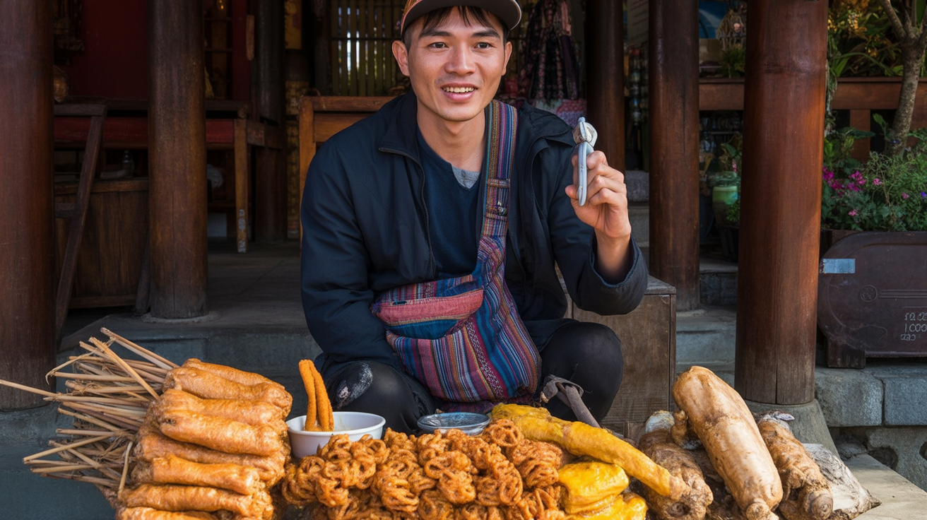 Sapa market — thắng cố, black chicken, and mountain vegetables