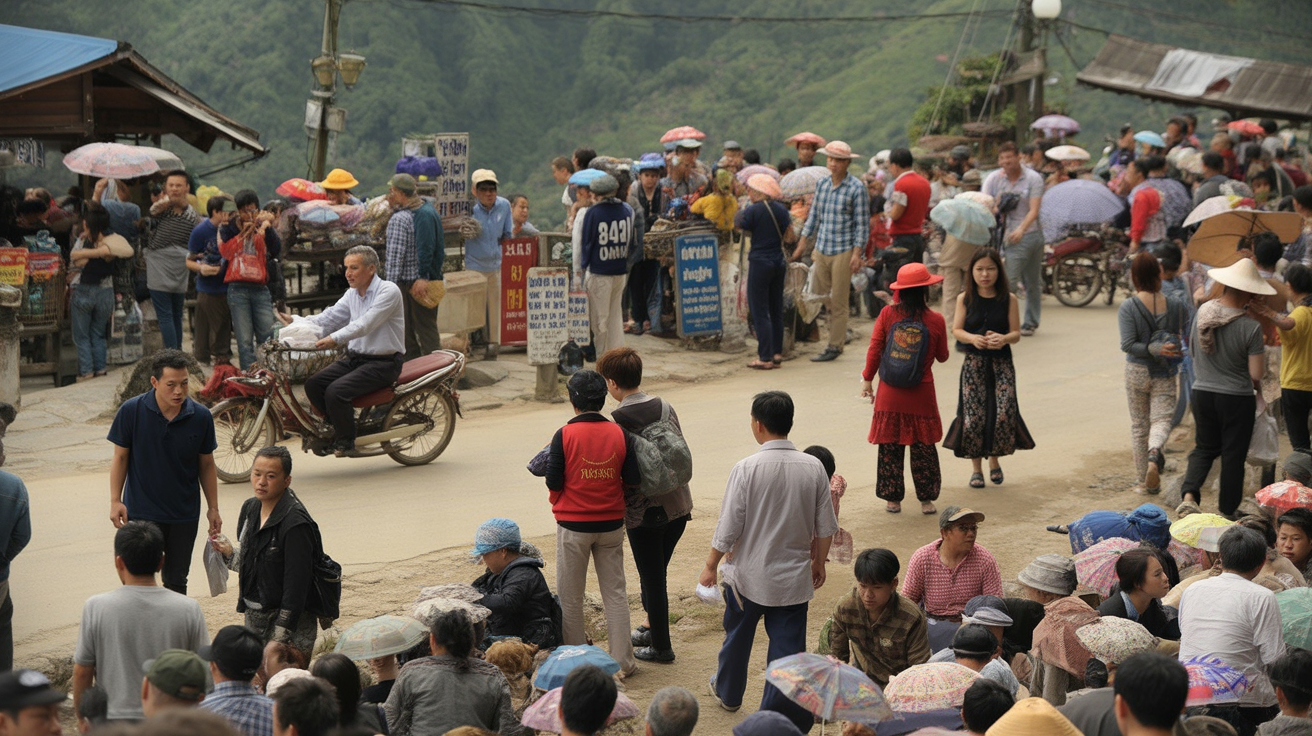 Sapa weekend market — arrive early or it's already shoulder-to-shoulder