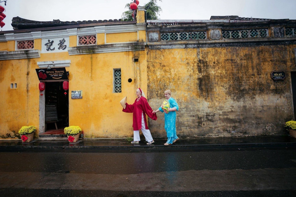 Hoi An in February — the yellow walls look best under clear February skies