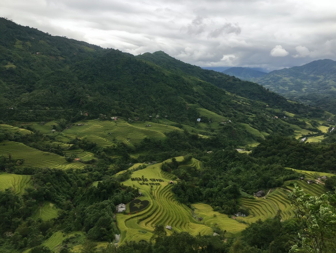 Ha Giang valley in May — flooded paddies catching the morning light