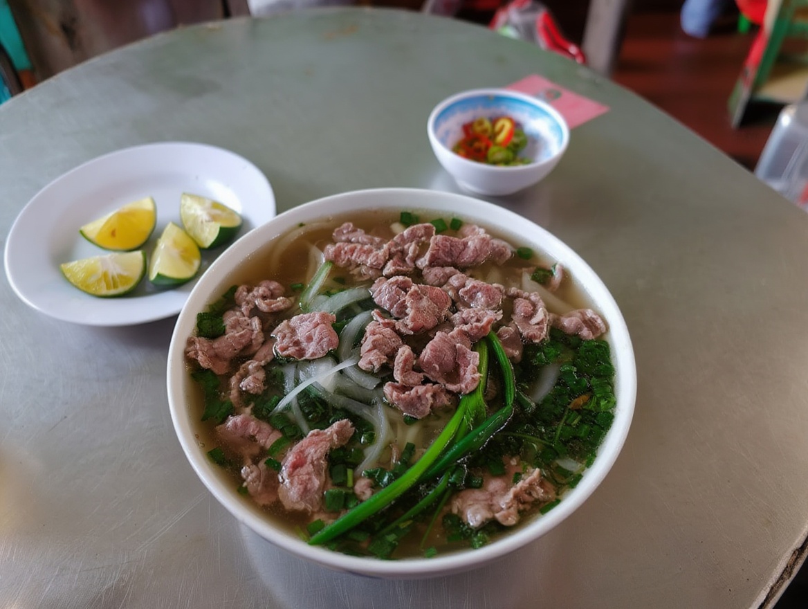 Saigon pho — more garnish, more color, a different relationship with the bowl