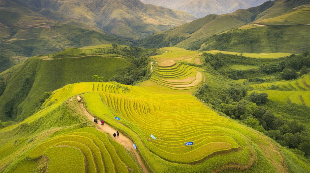 Sapa rice terraces in September — the green fades fast once harvest begins