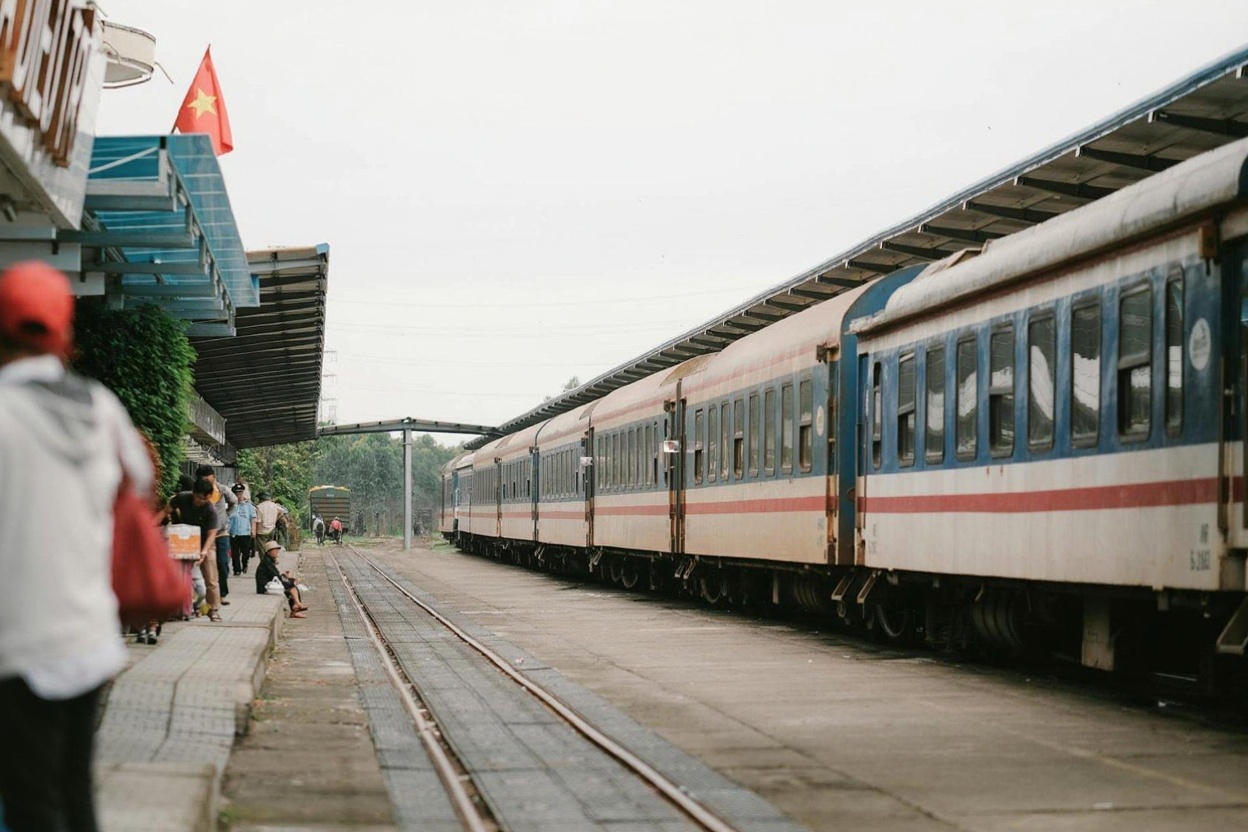 The Reunification Express at Hanoi station — same route since 1976