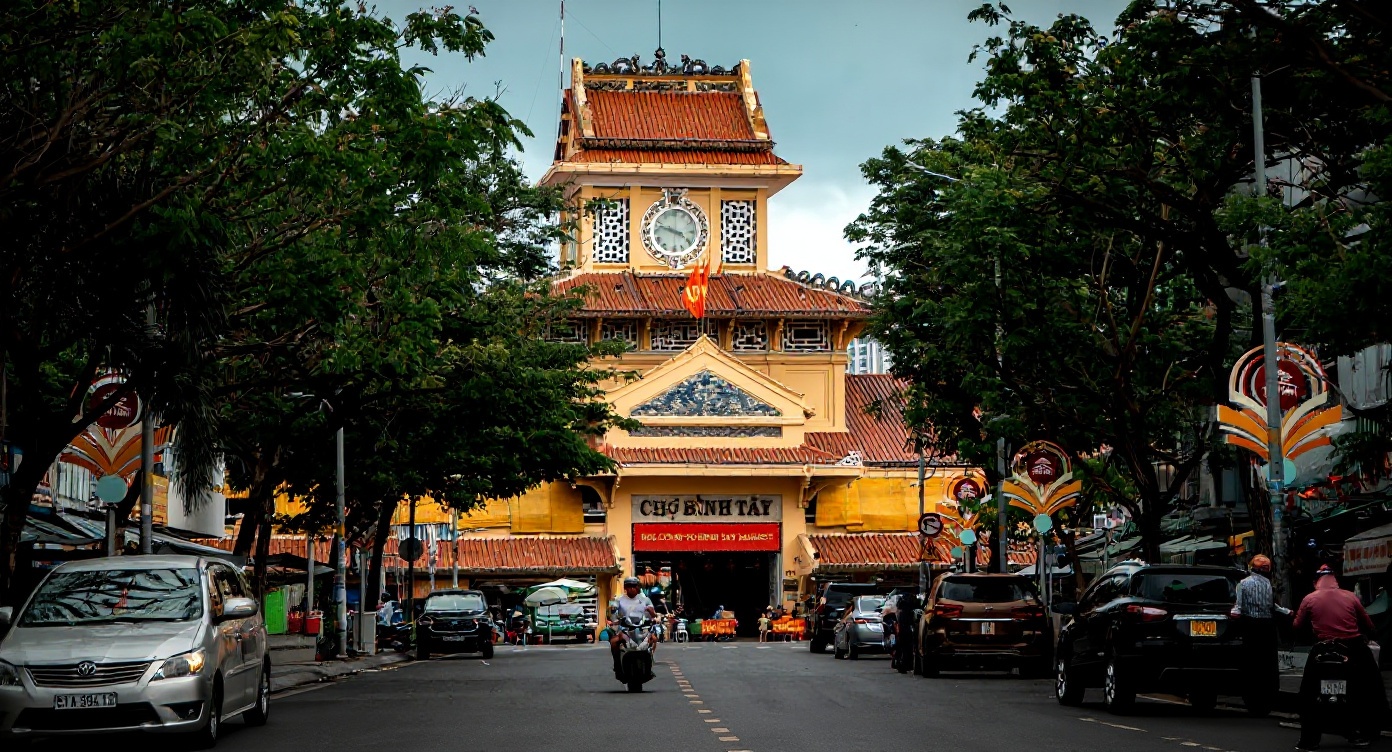The Ben Thanh roundabout — the geographic center of tourist Saigon