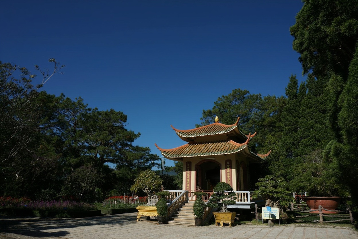 The Xuân Hương Lake flower displays at the Đà Lạt Flower Festival — best at dusk before the crowds arrive