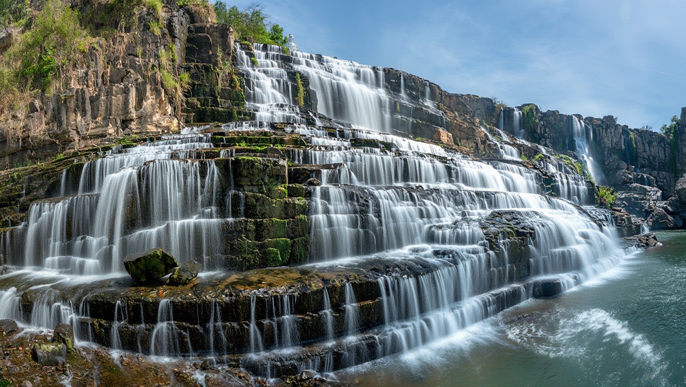 Pongour at peak rainy season flow — 100m wide, 7 tiers, and 50km from the tourist crowds