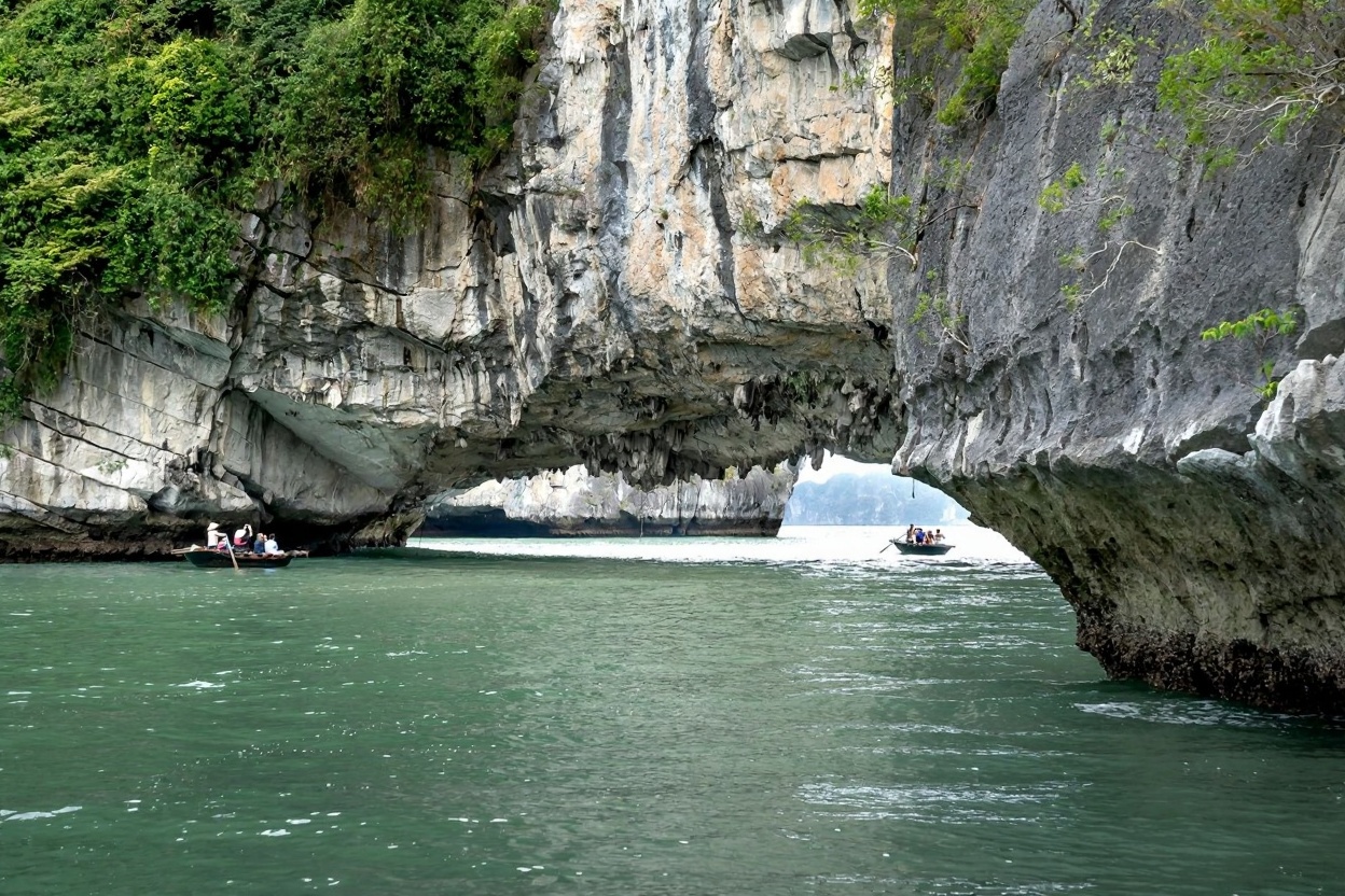 The entrance to Dark Cave — you lie flat and let the current pull you through