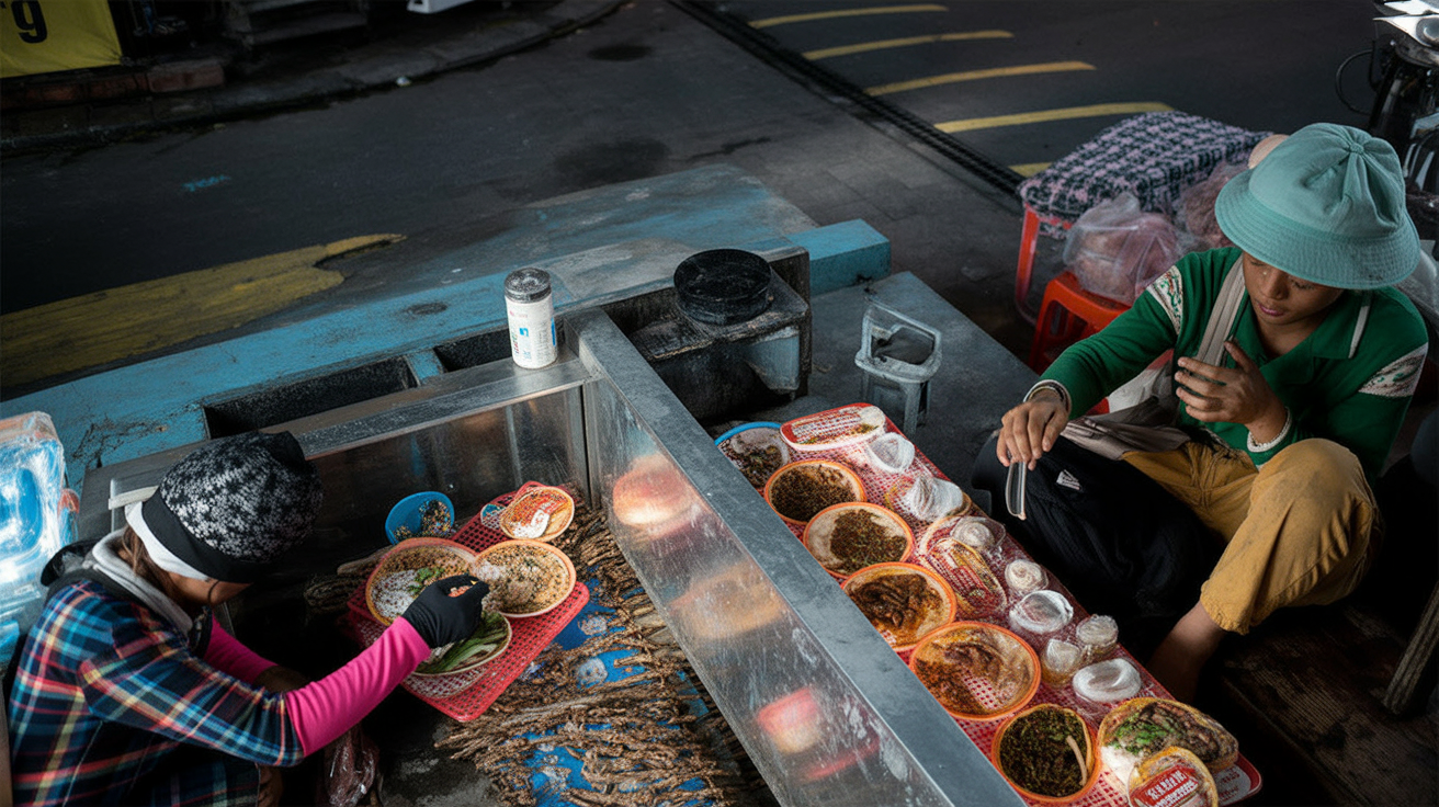 Fresh seafood at a port-side restaurant — order whatever came in that morning