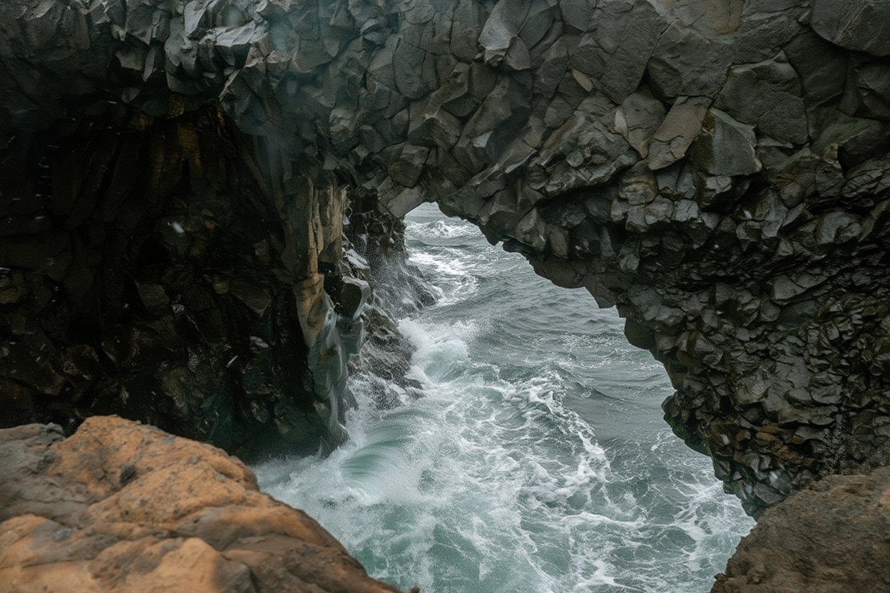 Bãi Môn — open ocean, dark sand, and no one around to ruin it